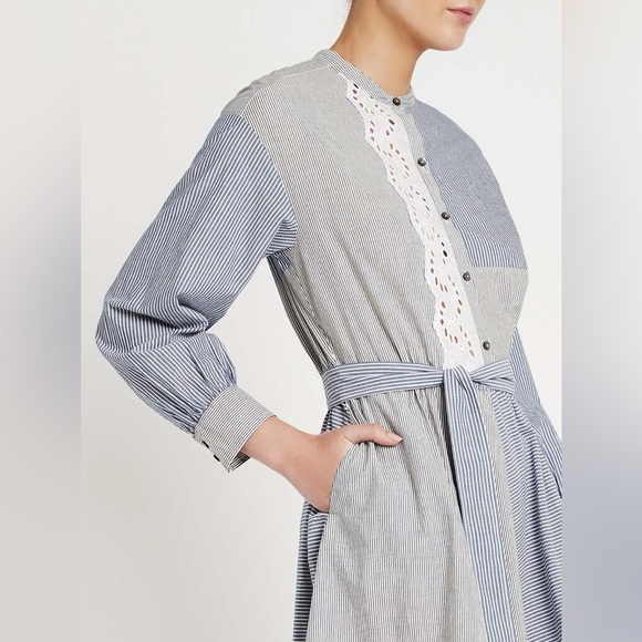 La Vie Rebecca Taylor 100% Cotton Maisie Eyelet Fit And Flare Mini Dress Size M - Picture 9 of 10